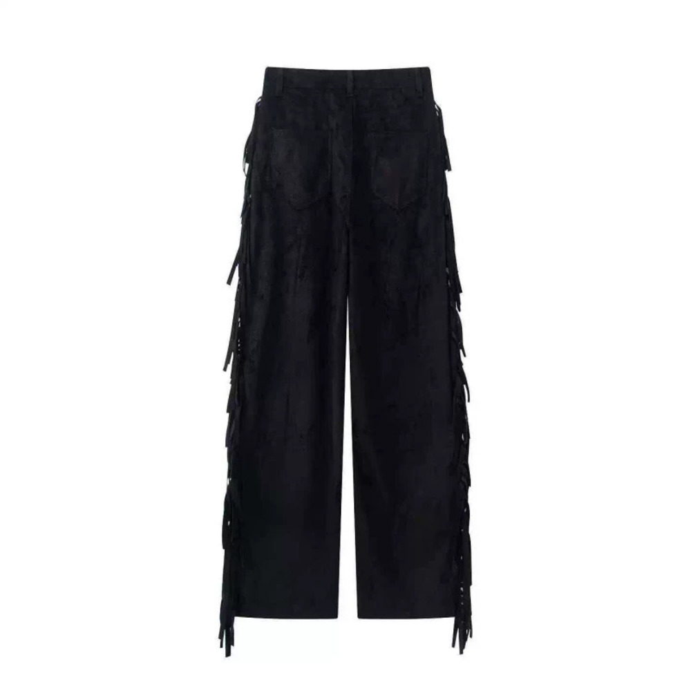 ZARA Black Side Tassel Wide Leg Pants Fall Versatile
